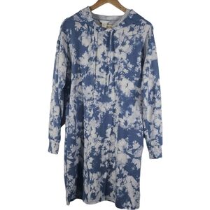Caslon Hoodie sweater dress blue tie dye‎ acid Marble Nwt
